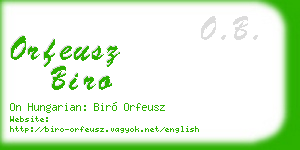 orfeusz biro business card